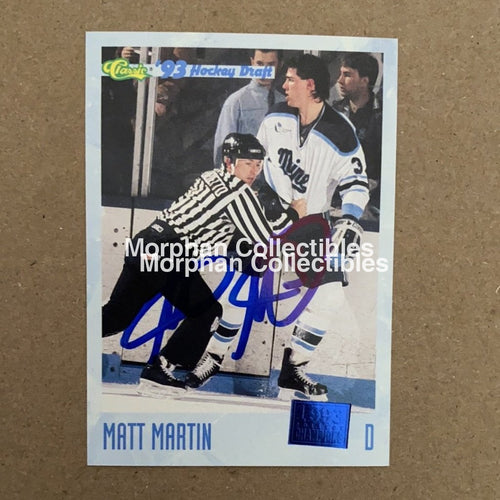 Matt Martin Autographed Cards Classic 93 #3 Card