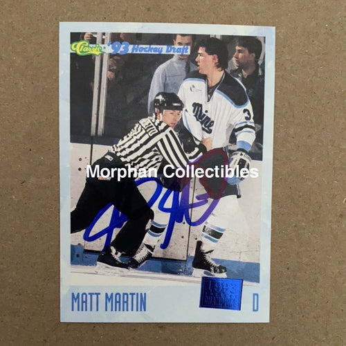 Matt Martin Autographed Cards Classic 93 #3 Card