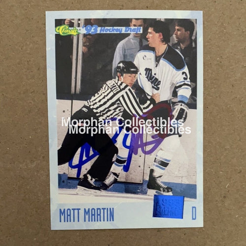 Matt Martin Autographed Cards Classic 93 #4 Card