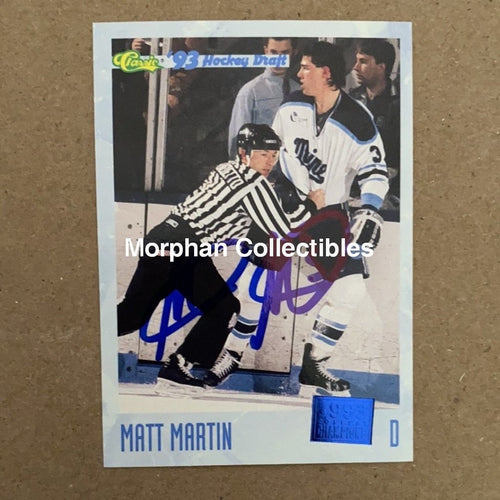 Matt Martin Autographed Cards Classic 93 #4 Card