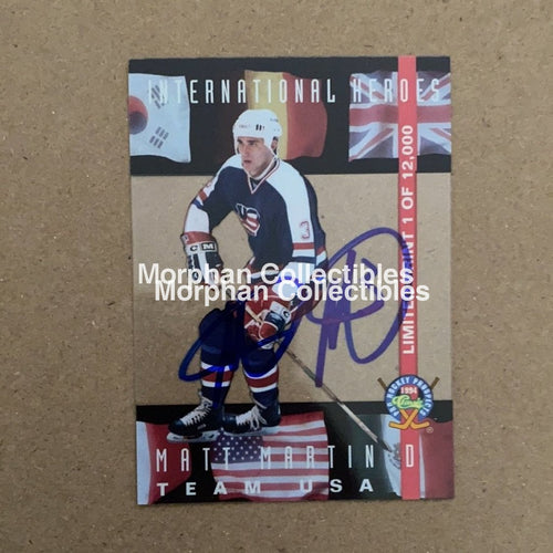 Matt Martin Autographed Cards Classic 94 Insert #1 Card