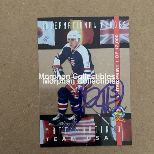 Matt Martin Autographed Cards Classic 94 Insert #3 Card