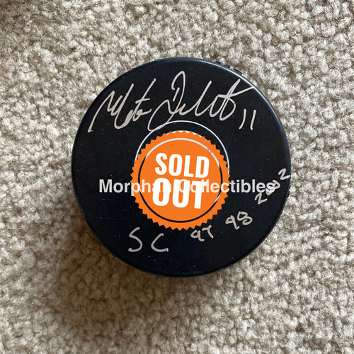 Matthieu Dandenault - Autographed Puck Detroit Red Wings