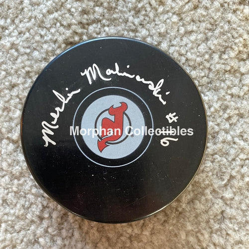 Merlin Malinowski - Autographed Puck New Jersey Devils