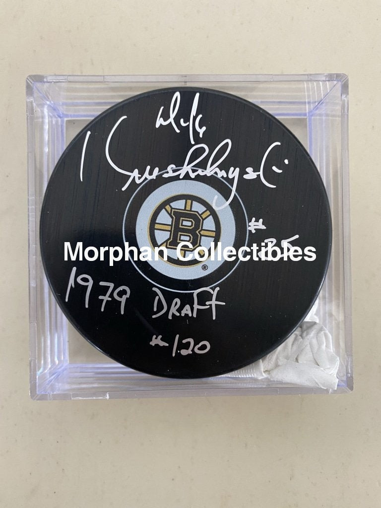 Mike Krushelnyski - Autographed Puck Boston Bruins