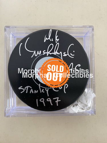 Mike Krushelnyski - Autographed Puck Detroit Red Wings