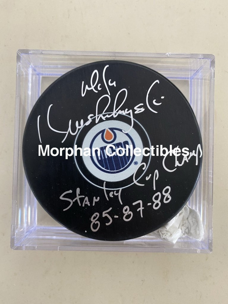 Mike Krushelnyski - Autographed Puck Edmonton Oilers #3