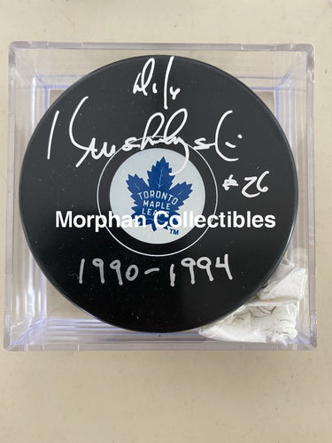 Mike Krushelnyski - Autographed Puck Toronto Maple Leafs 3