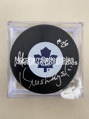 Mike Krushelnyski - Autographed Puck Toronto Maple Leafs