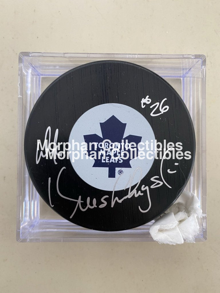 Mike Krushelnyski - Autographed Puck Toronto Maple Leafs