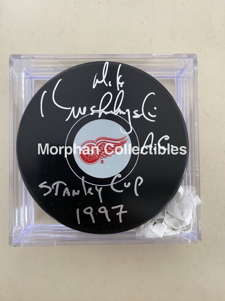 Mike Krushelnyski - Autographed Puck Detroit Red Wings