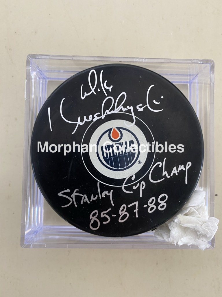 Mike Krushelnyski - Autographed Puck Edmonton Oilers #2