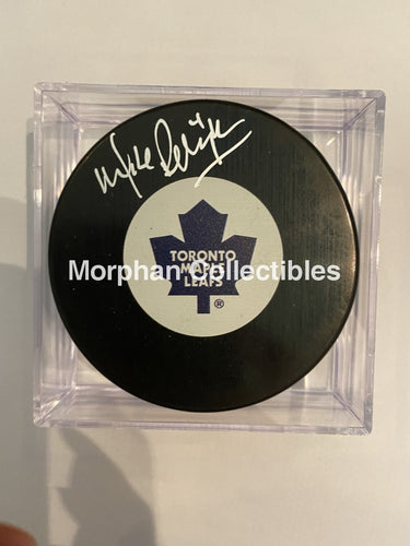 Mike Pelyk - Autographed Puck Toronto Maple Leafs