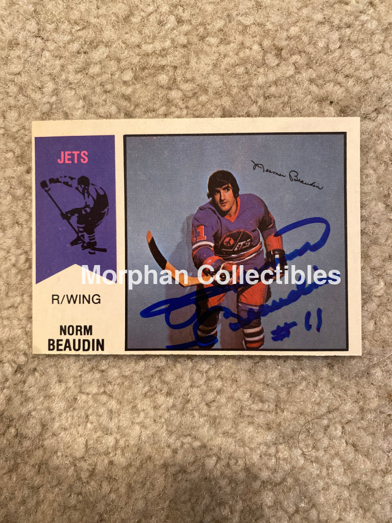 Norm Beaudin - Autographed Card Opc 1974-75 Wha