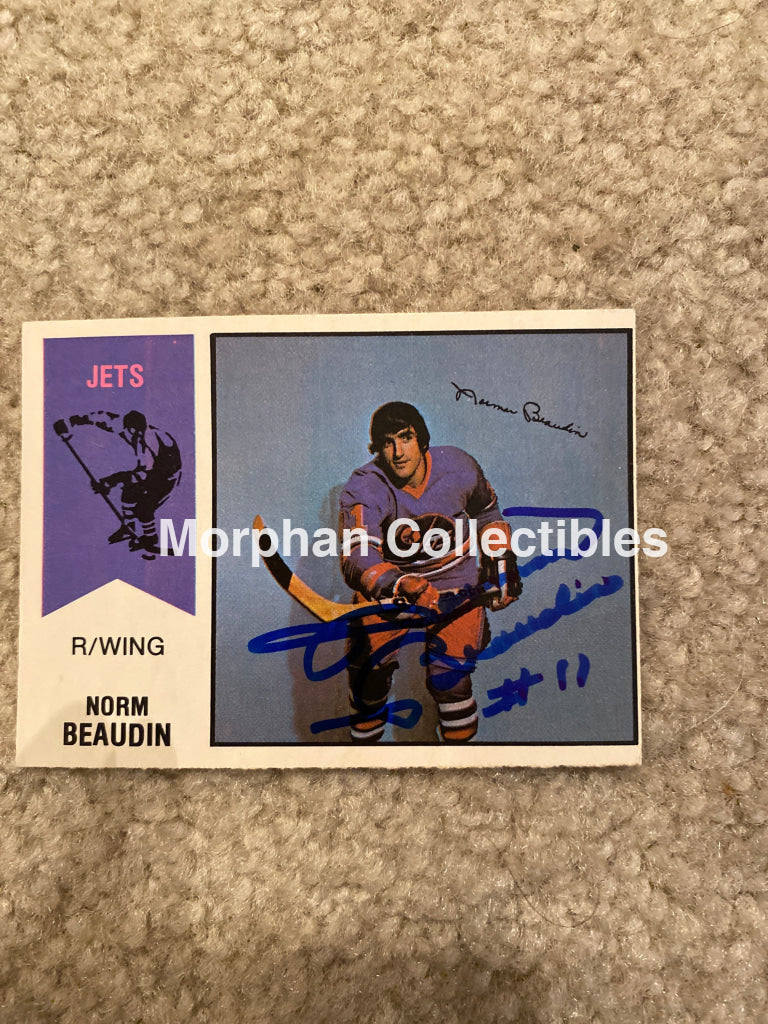 Norm Beaudin - Autographed Card Opc 1974-75 Wha