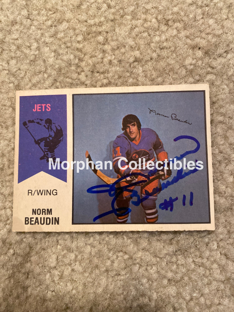 Norm Beaudin - Autographed Card Opc 1974-75 Wha