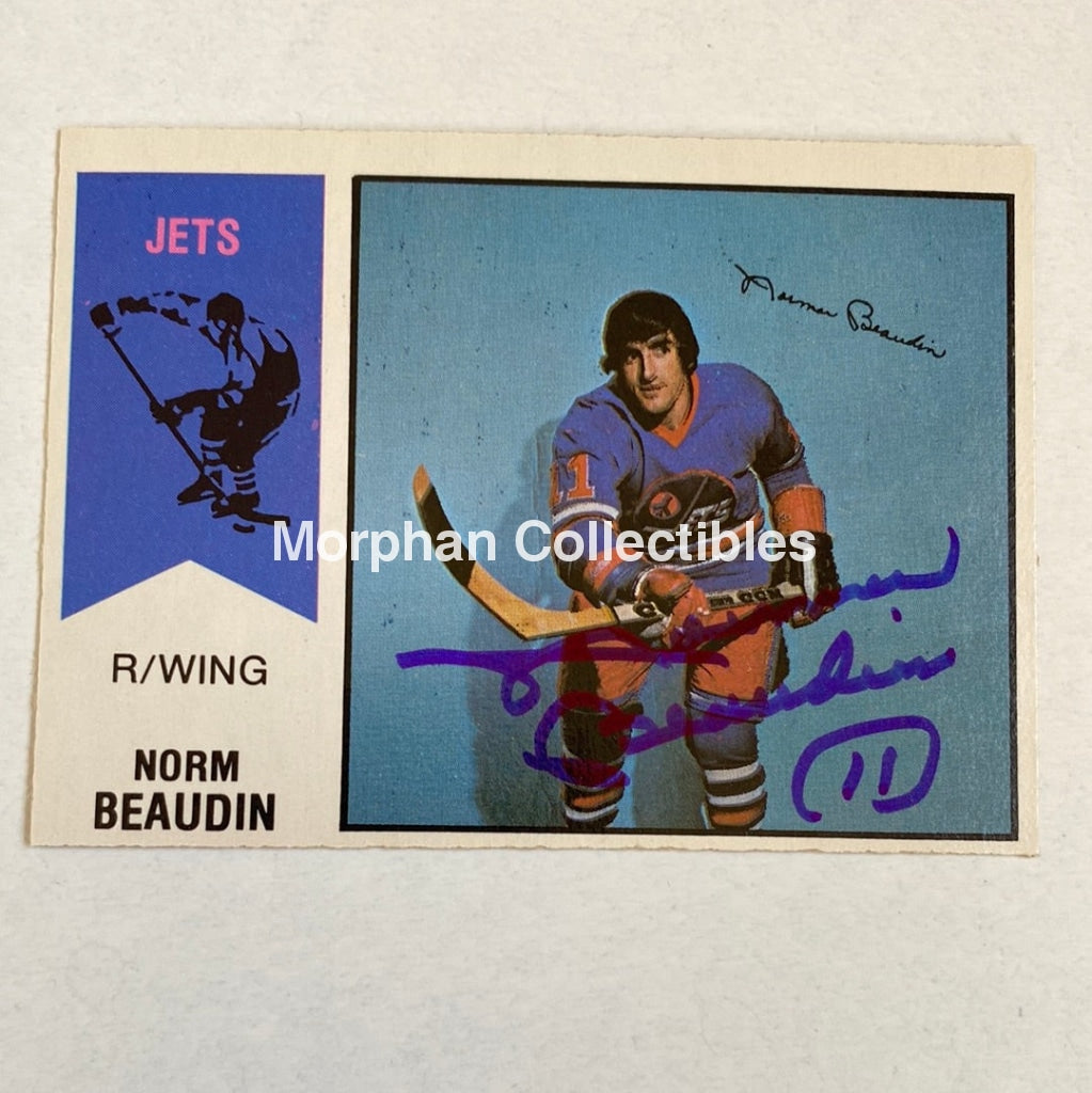 Norm Beaudin - Autographed Card Opc 1974-75 Wha