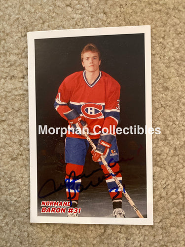 Normand Baron - Autographed 4 X 6 Postcard Montreal Canadiens Photo