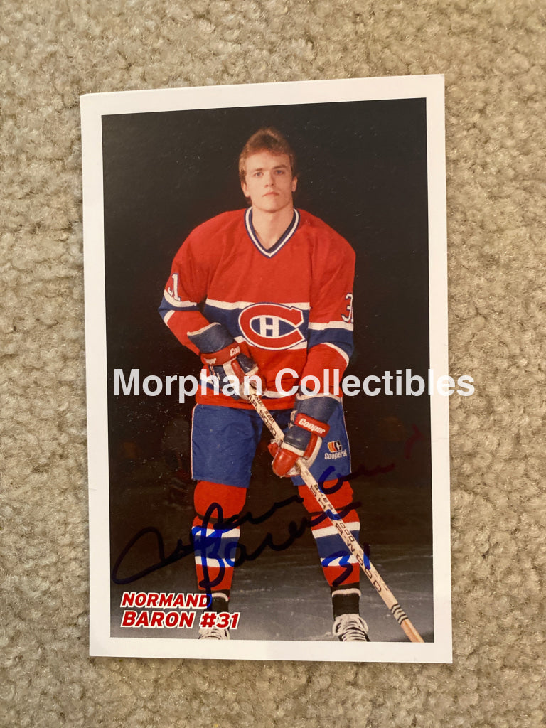 Normand Baron - Autographed 4 X 6 Postcard Montreal Canadiens Photo