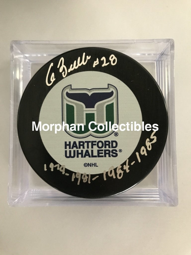 Pat Boutette - Autographed Puck Hartford Whalers