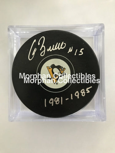 Pat Boutette - Autographed Puck Pittsburg Penguins