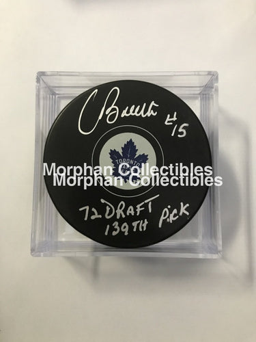 Pat Boutette - Autographed Puck Toronto Maple Leafs (1972 Draft)
