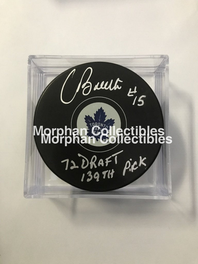 Pat Boutette - Autographed Puck Toronto Maple Leafs (1972 Draft)