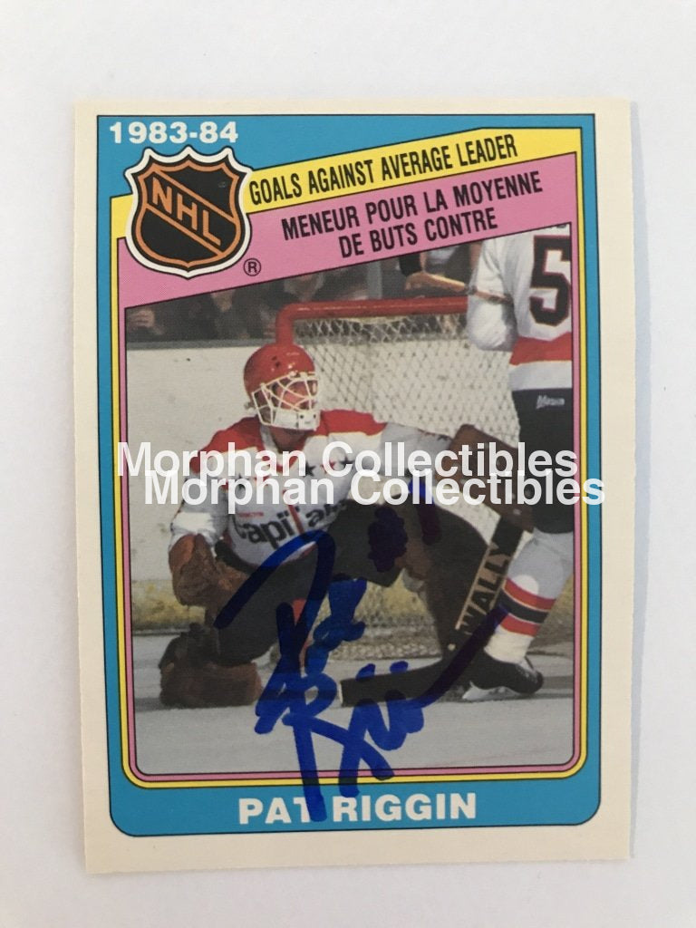 Pat Riggin - Opc And Topps Autographed Cards 1984/85 Gaa Leader #3 Card