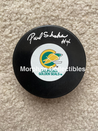 Paul Shakes - Autographed Puck California Seals