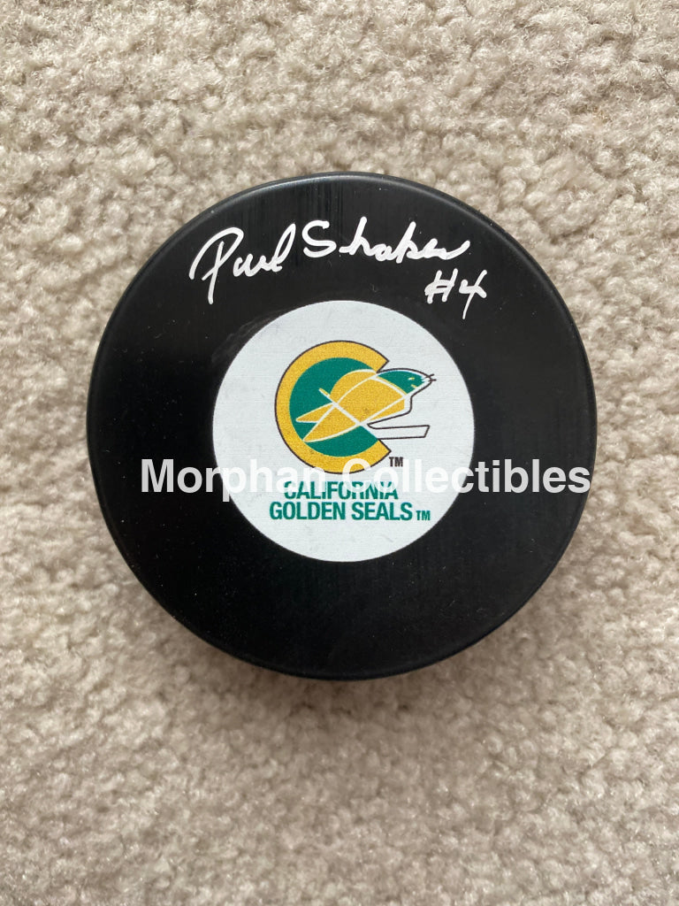 Paul Shakes - Autographed Puck California Seals