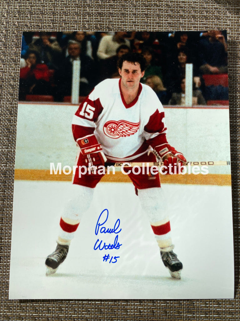 Paul Woods - Autographed 8X10 Photo Detroit Red Wings
