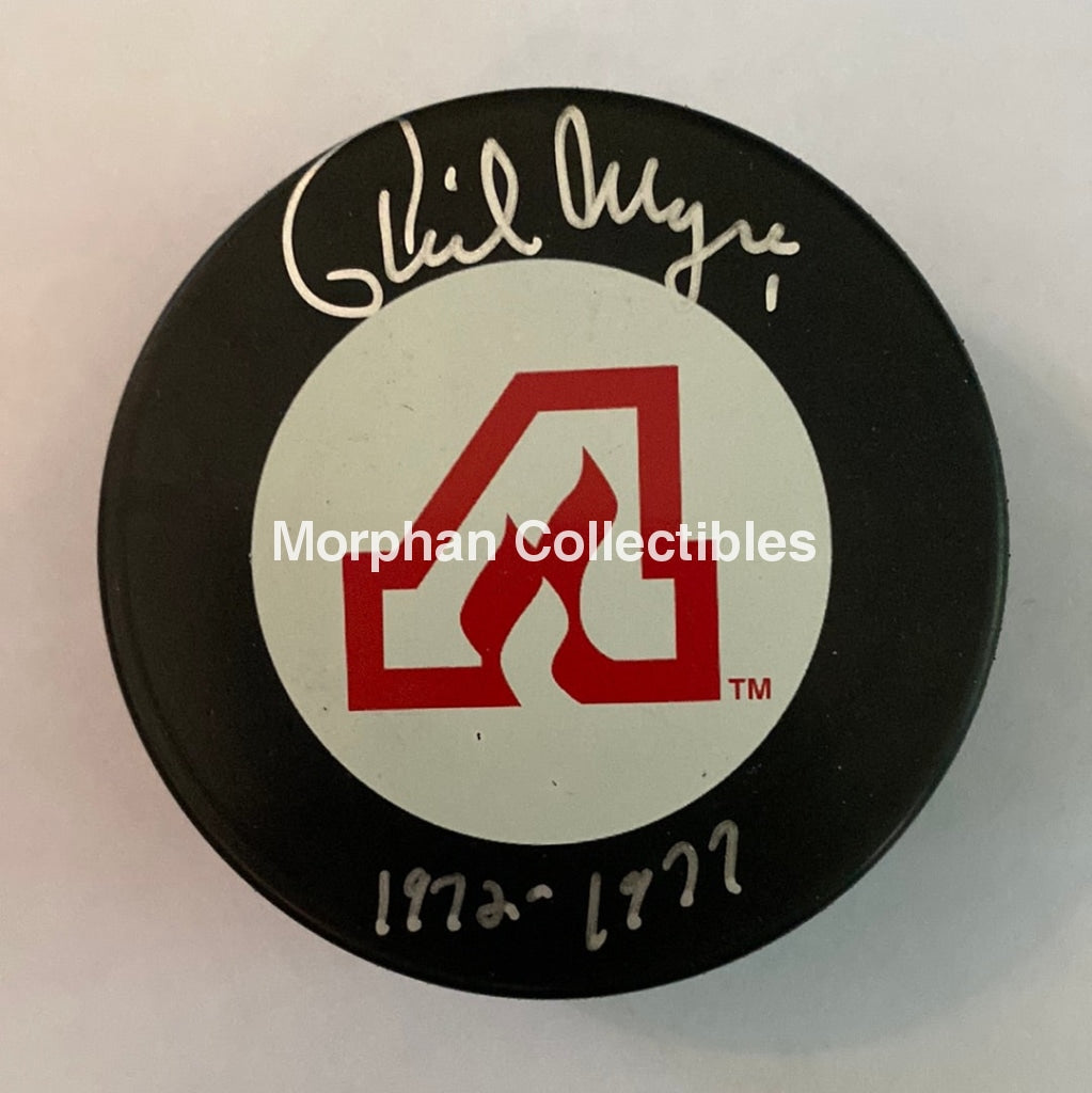 Phil Myre - Autographed Atlanta Flames Puck