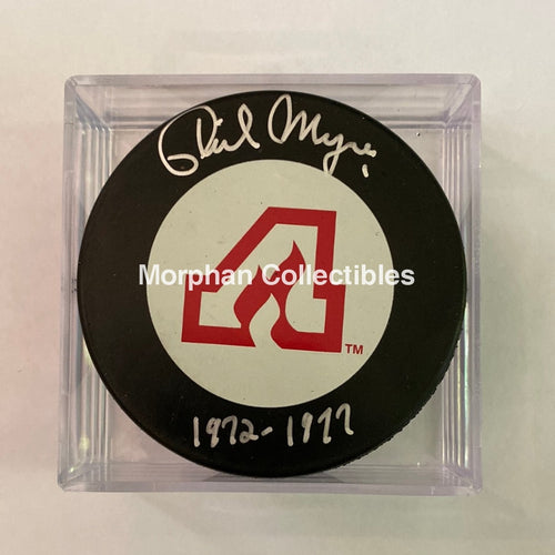 Phil Myre - Autographed Atlanta Flames Puck