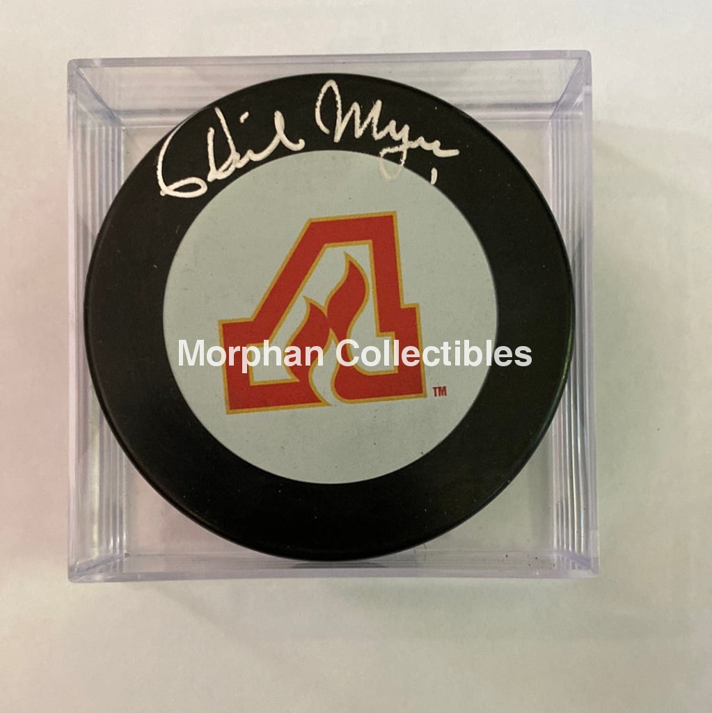 Phil Myre - Autographed Atlanta Flames Puck