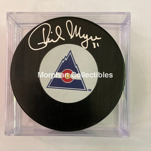 Phil Myre - Autographed Colorado Avalanche Puck