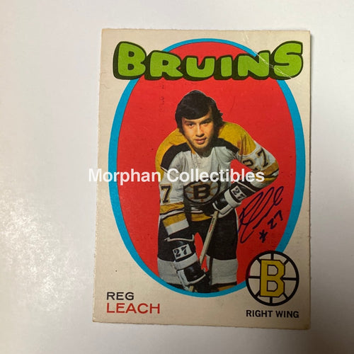 Reggie Leach Autographed Card - 1970/71 Opc Note Crease