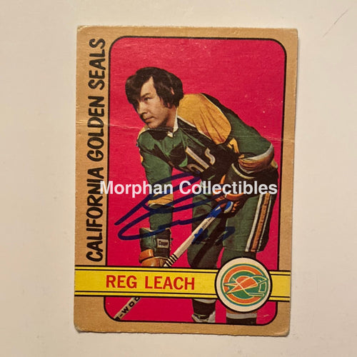Reggie Leach Autographed Card - 1972/73 Opc Not Crease