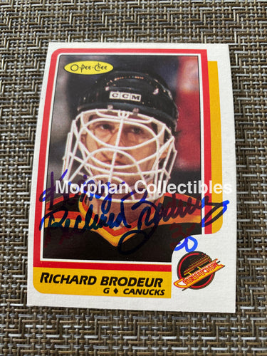 Richard Brodeur - Autographed Card 1986/87 Opc