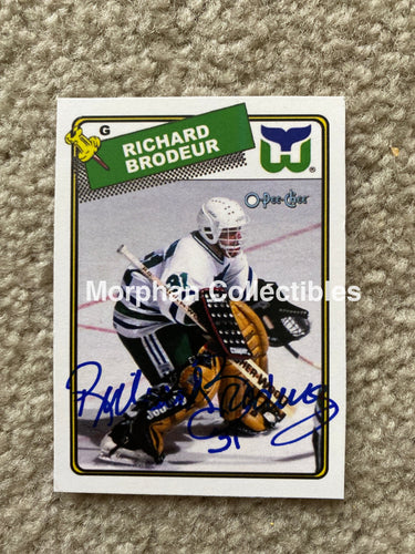 Richard Brodeur- Autographed Card - Custom Hartford Whalers