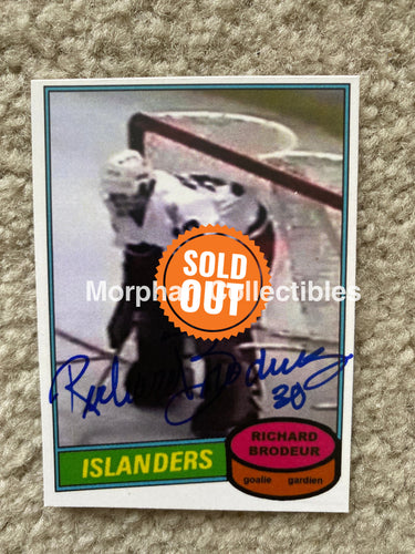 Richard Brodeur- Autographed Card - Custom New York Islanders