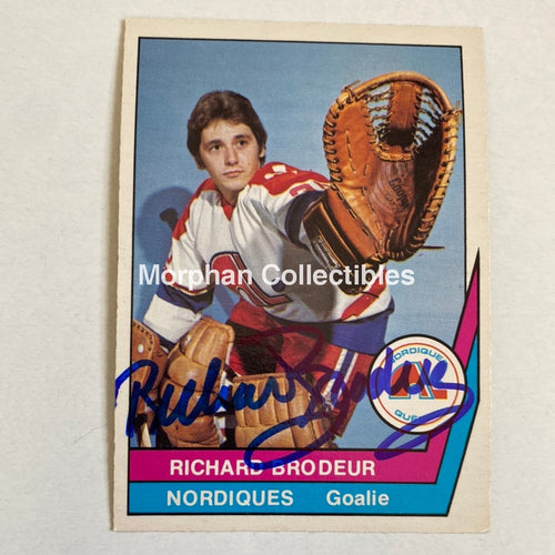 Richard Brodeur - Autographed Card Opc 1977-78 Wha