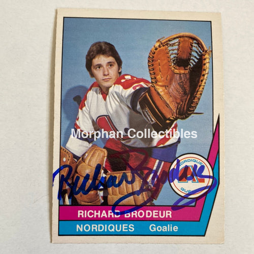 Richard Brodeur - Autographed Card Opc 1977-78 Wha