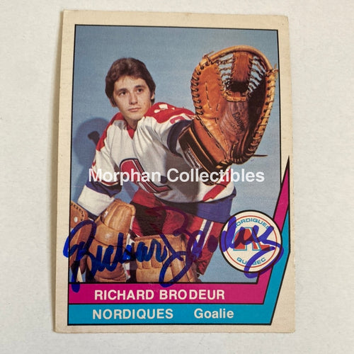 Richard Brodeur - Autographed Card Opc 1977-78 Wha