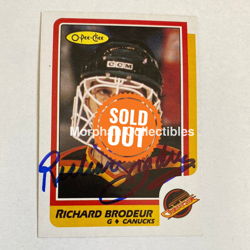 Richard Brodeur - Autographed Card Opc 1986-87