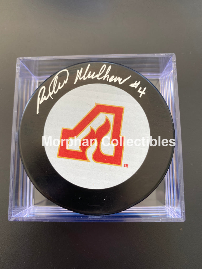 Richard Mulhern - Autographed Atlanta Flames Puck