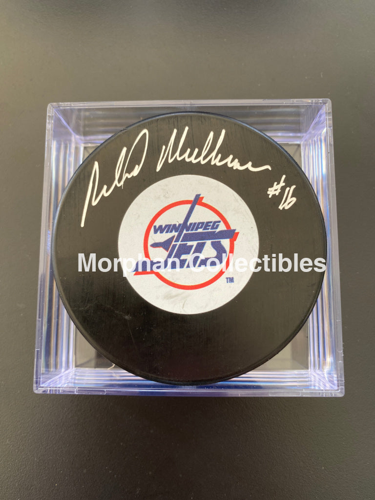 Richard Mulhern - Autographed Winnipeg Jets Puck