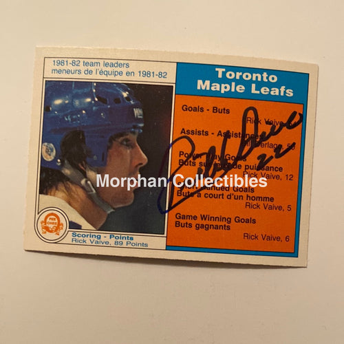 Rick Vaive - Autographed Card 1982/83 Tl Opc