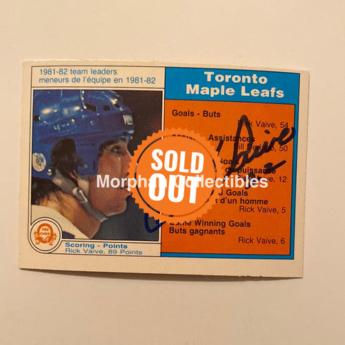 Rick Vaive - Autographed Card 1982/83 Tl Opc