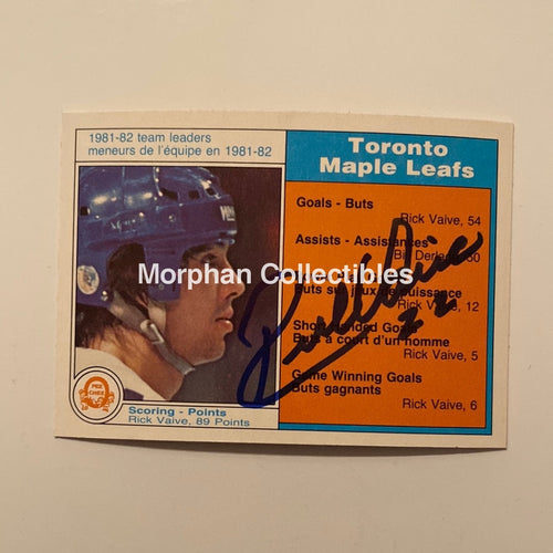 Rick Vaive - Autographed Card 1982/83 Tl Opc