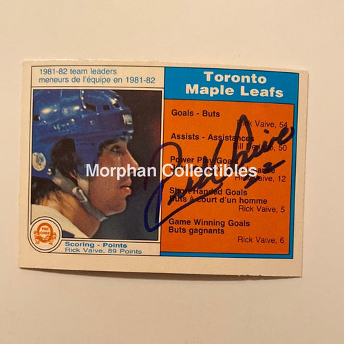 Rick Vaive - Autographed Card 1982/83 Tl Opc